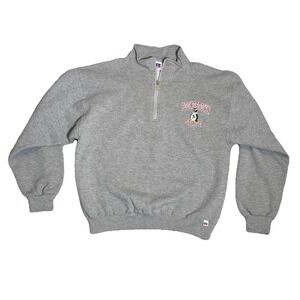 Youngstown State Sweater Russell Athletic Mens L Gray Pullover 1/4 Zip Vtg Y2K